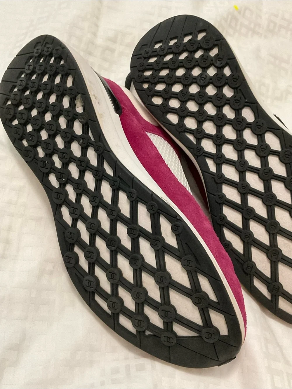 CHANEL Women's fuchsia and White Mesh Runner Sneakers 38